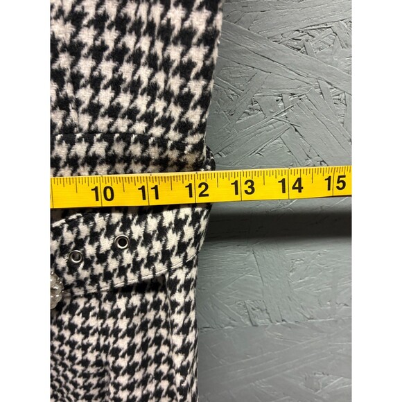 Ank Rouge‎ Women’s Houndstooth Ruffle Mini Dress Size M Black White Bow Belted - Picture 6 of 10